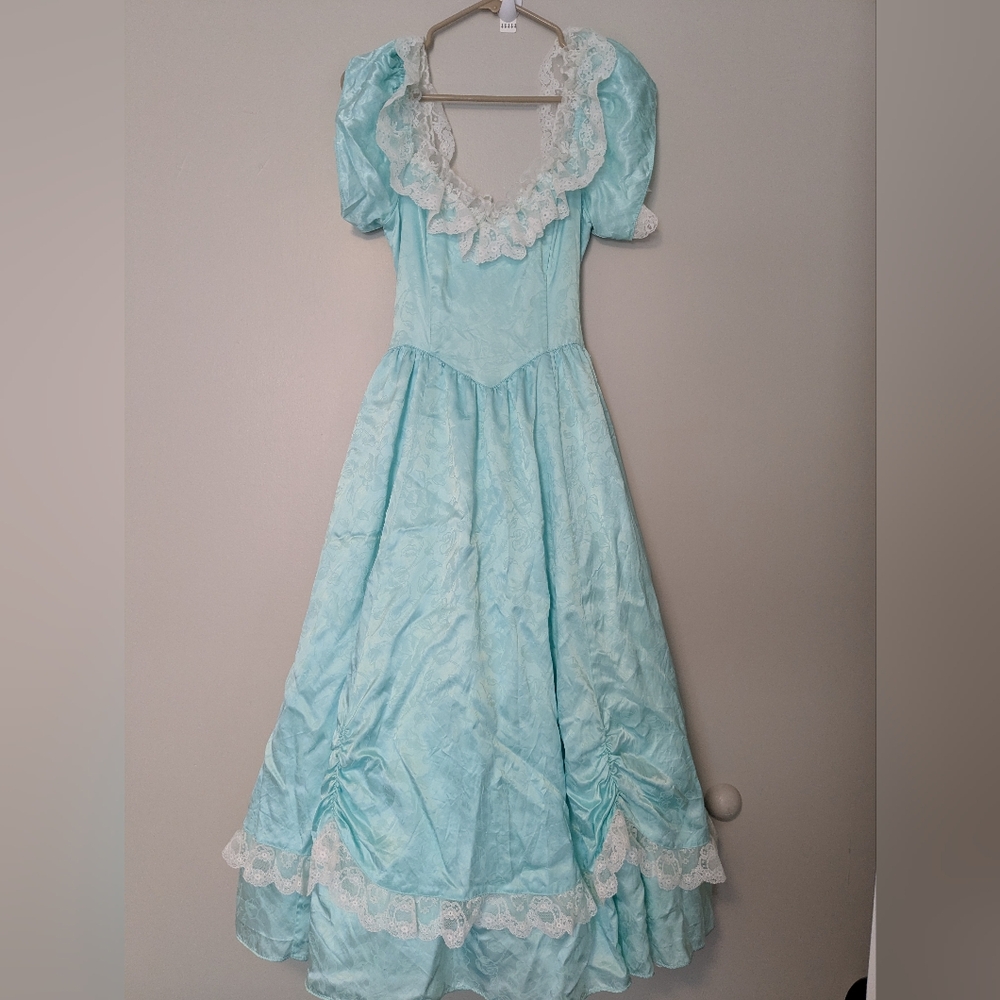 Vintage 80's Floral Lace Prom Dress Jessica McClintock For GUNNE SAX Romantic